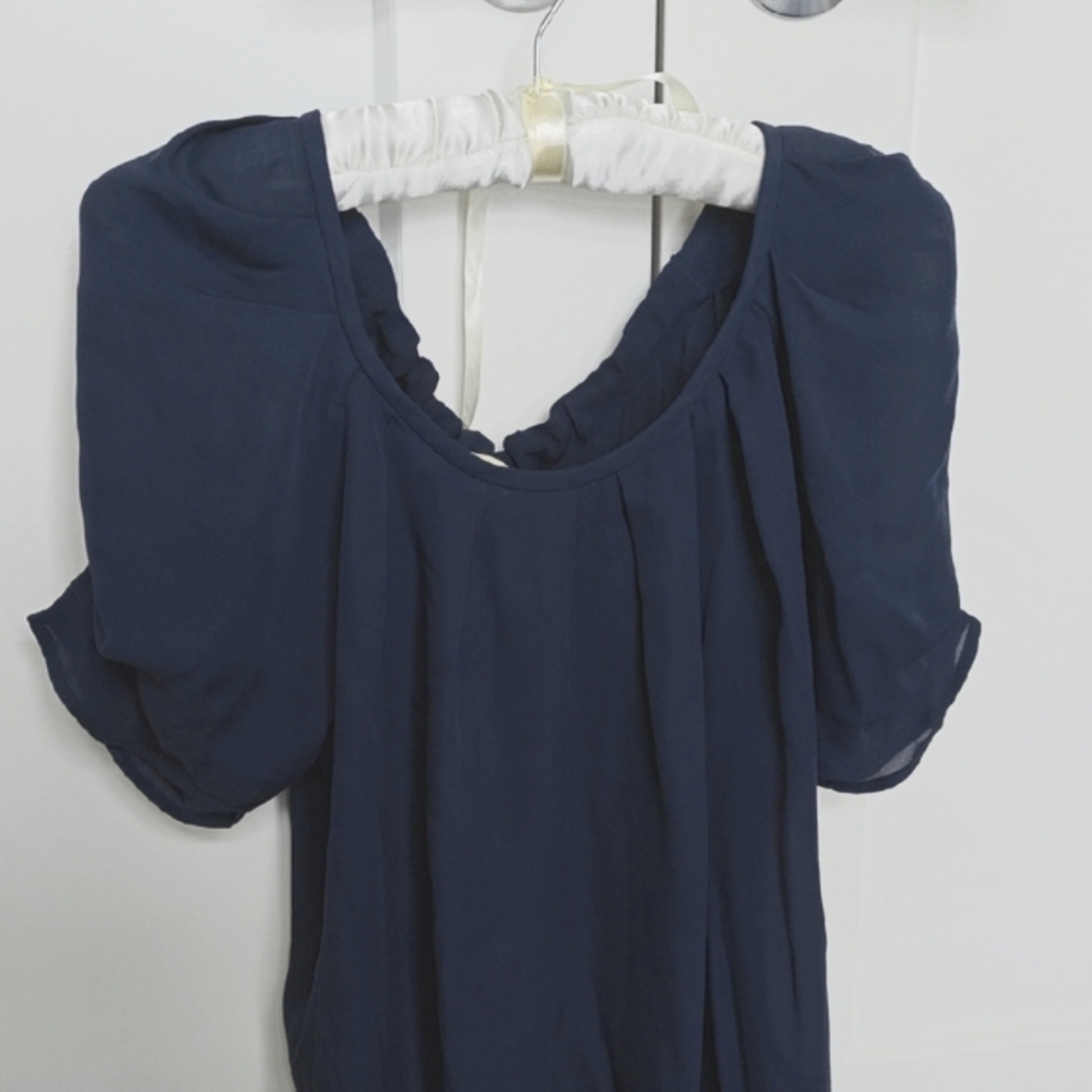 Joie Blue Ruffled Cap Sleeve Blouse